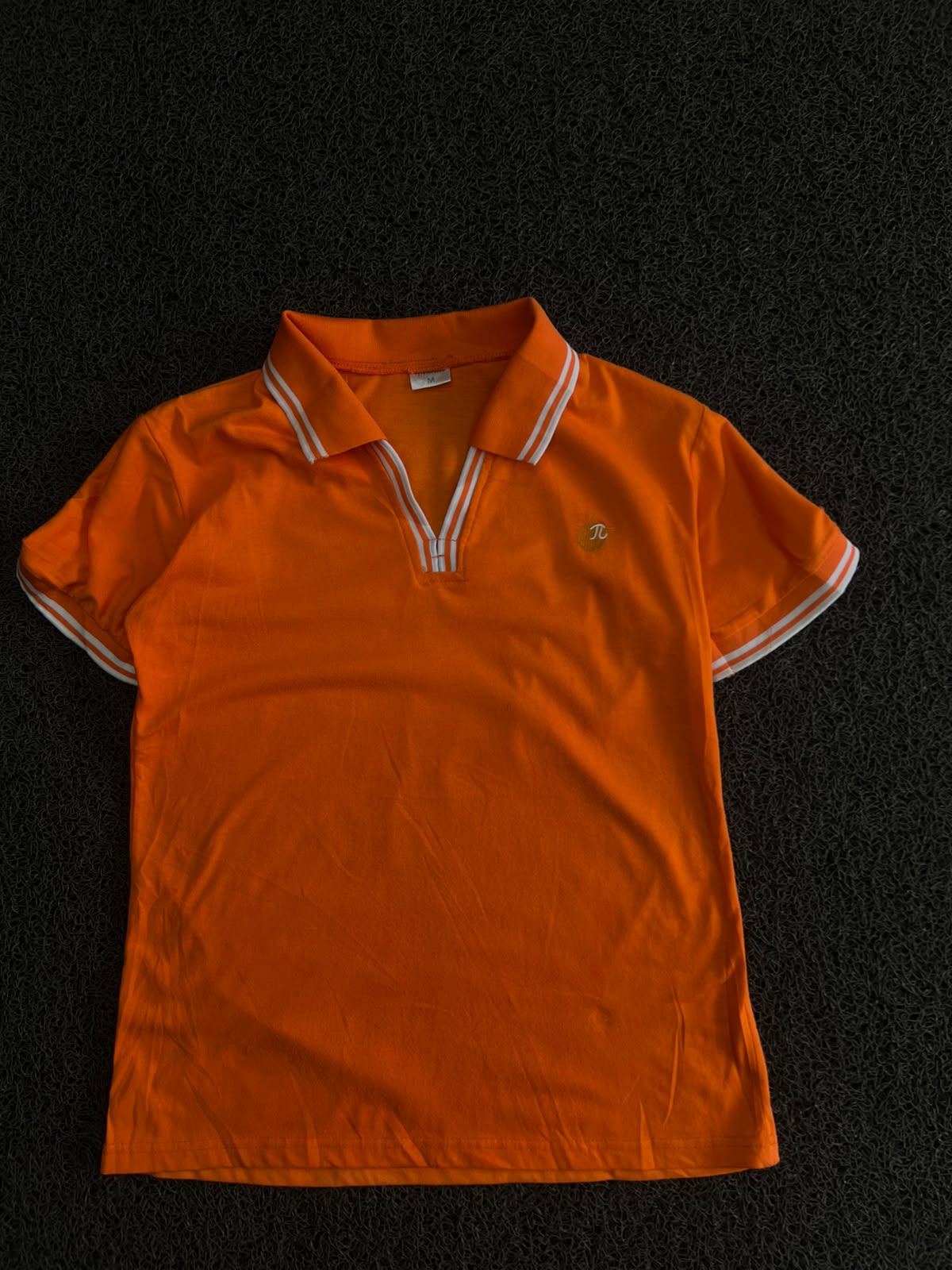 Orange Striped Collar Polo T-Shirt