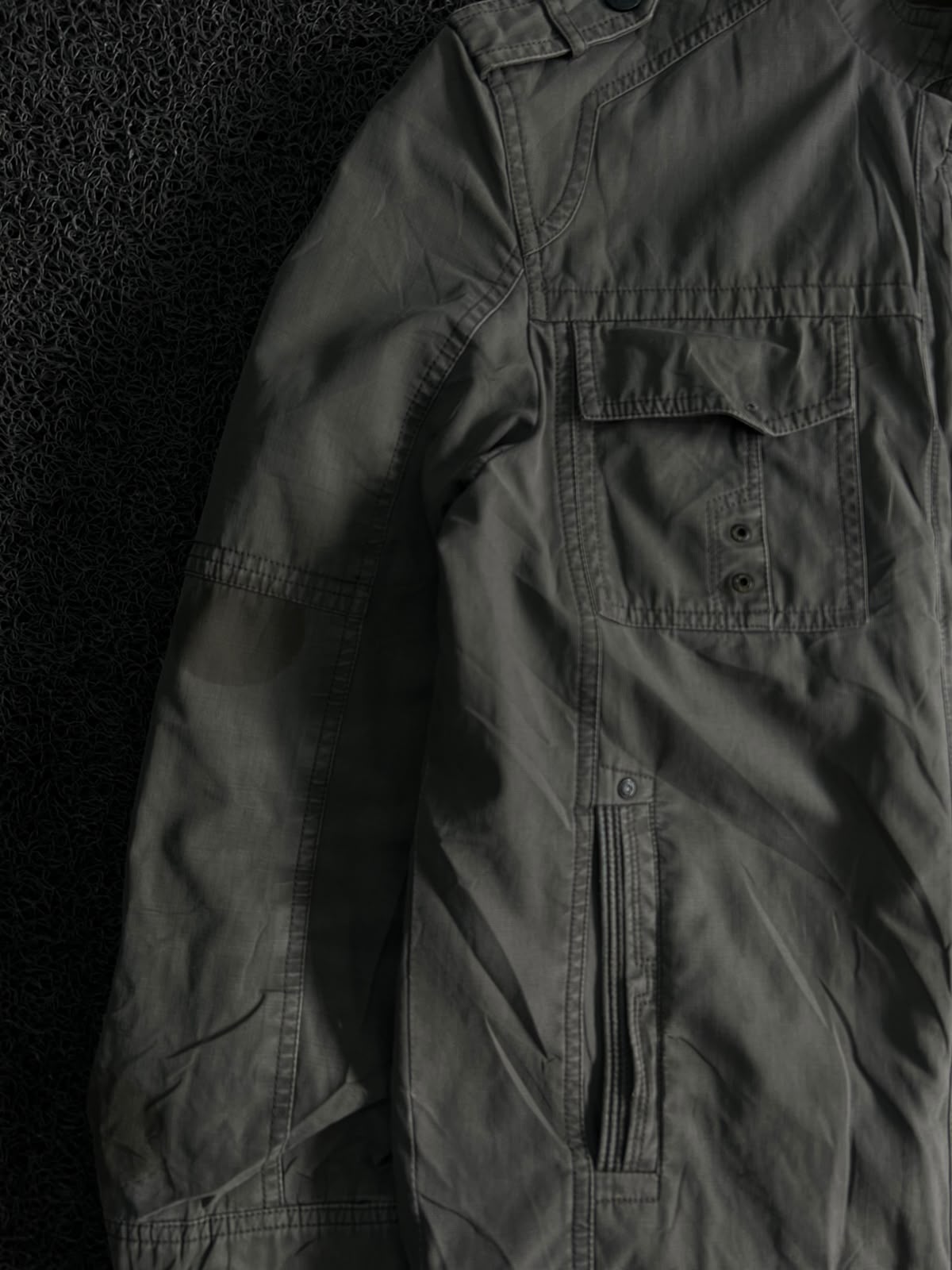Military Style Zip-Up Utility Jacket – Multiple Pocket Casual Outerwear ⚠️ No Zip