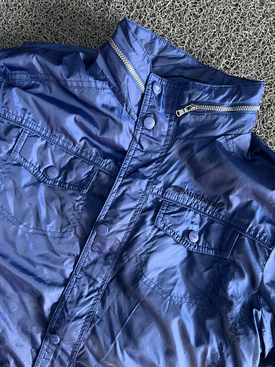 Vintage Navy Lightweight Utility Jacket – Full Zip Snap Front Windbreaker