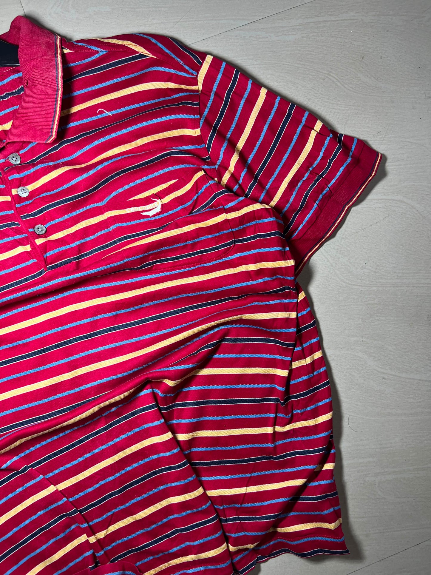 Vintage Red Striped Polo T-Shirt