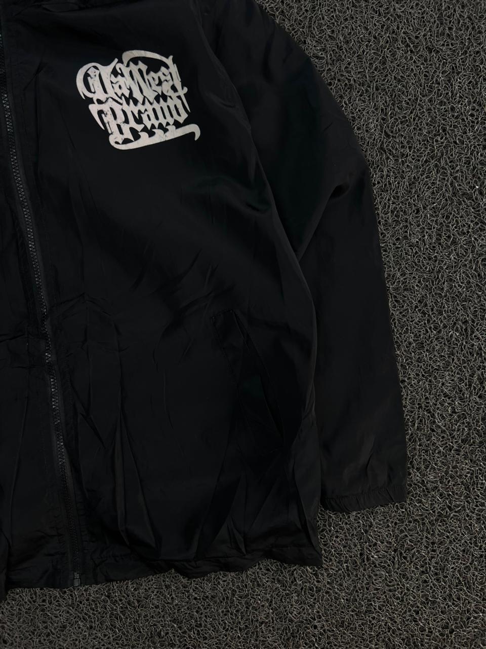 Oversized Black Hooded Windbreaker Jacket – Lightweight Zip-Up Streetwear
