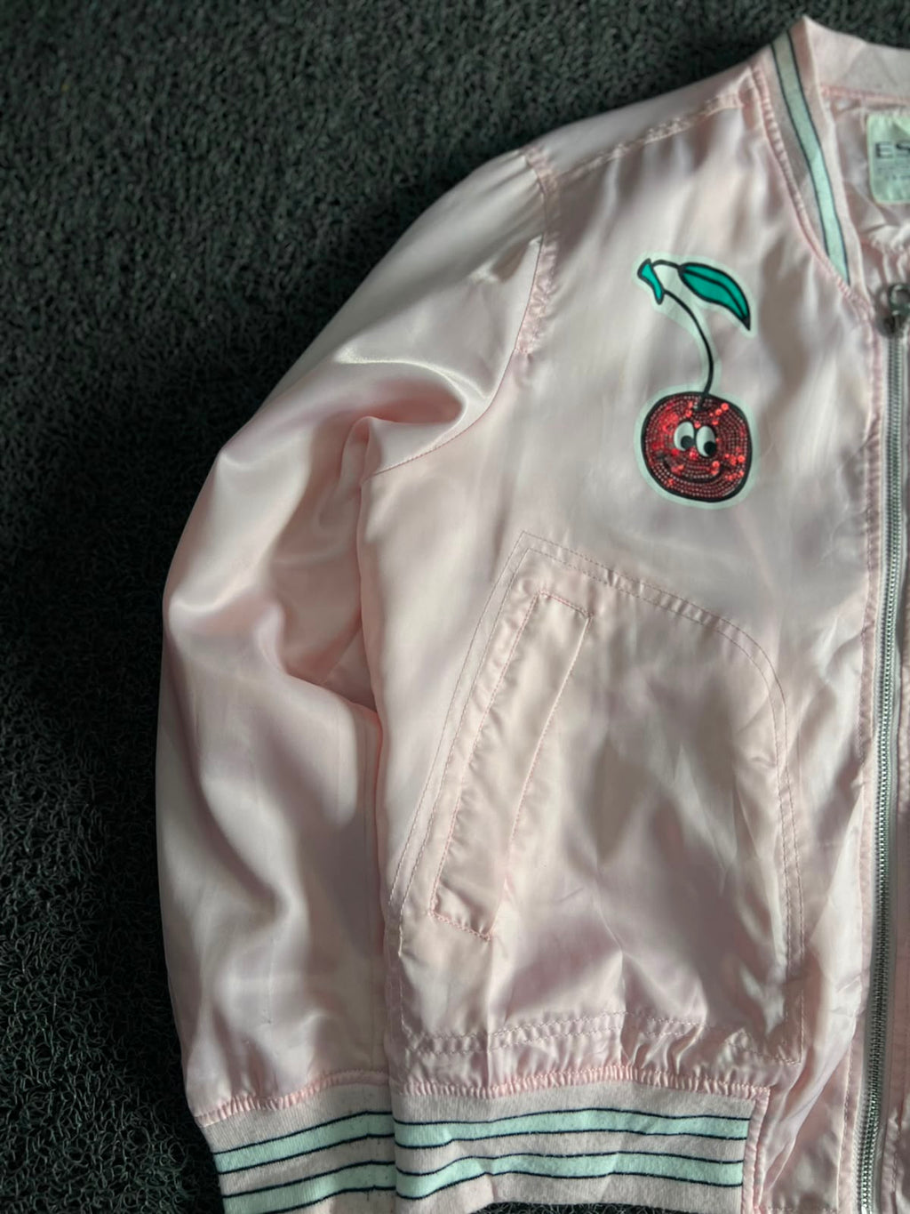 Cute Cherry & Ladybug Pink Bomber Jacket