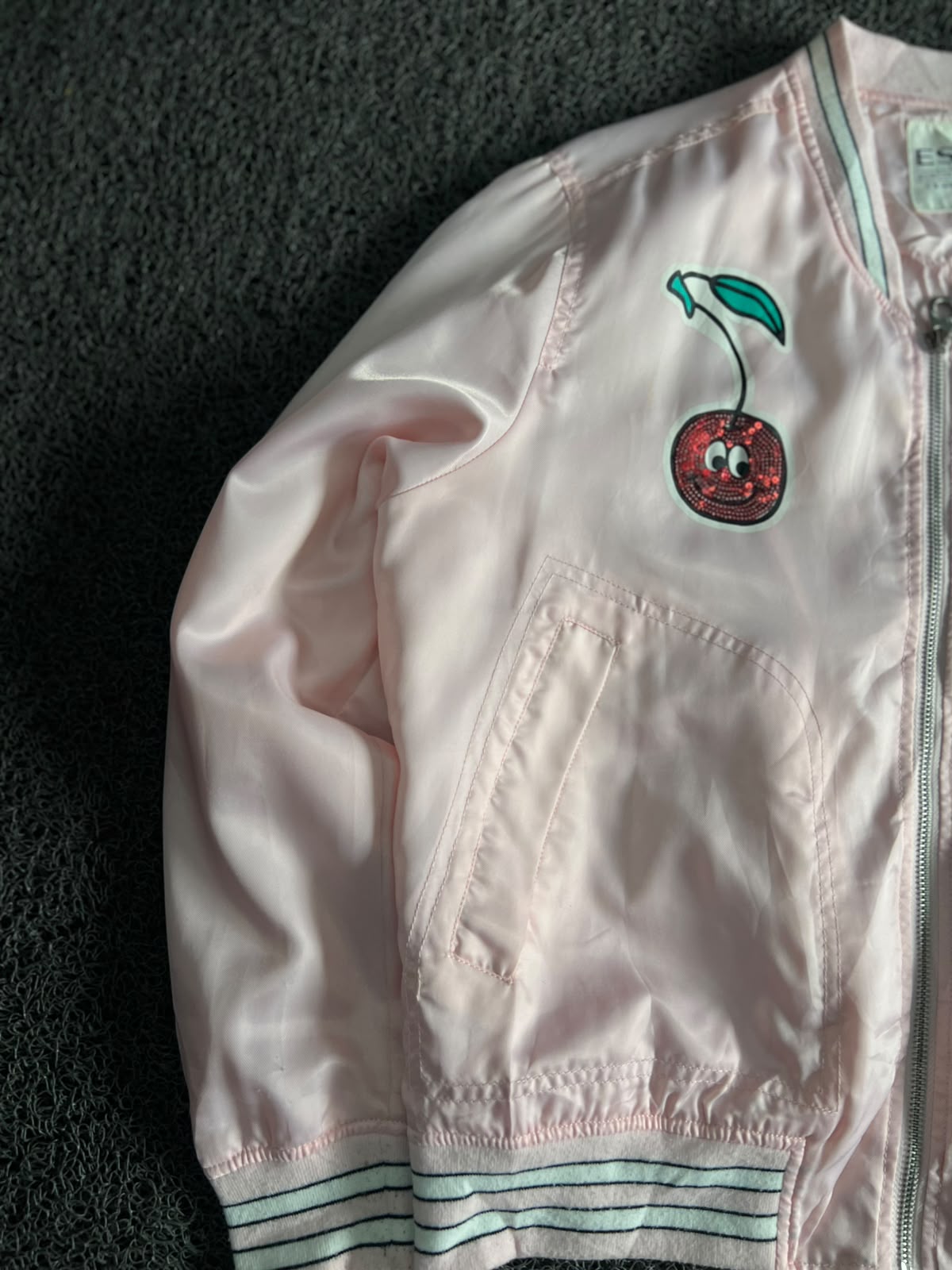 Cute Cherry & Ladybug Pink Bomber Jacket