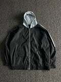 Black Hooded Lightweight Zip-Up Windbreaker Jacket