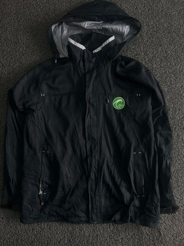Hooded Outdoor Windbreaker Jacket with Reflective Trim & Multiple Zip Pockets