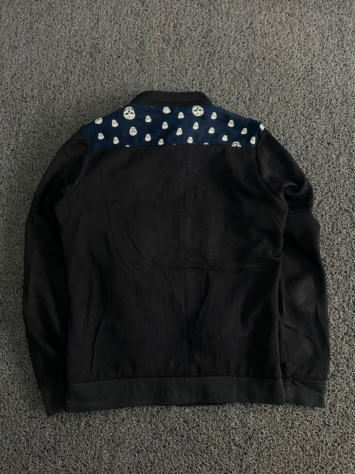 Skull Print Quilted Panel Zip-Up Jacket – ⚠️ Small Damage