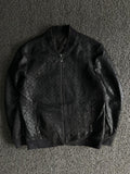 Black Textured Bomber Jacket – Premium Zip-Up Casual Jacket