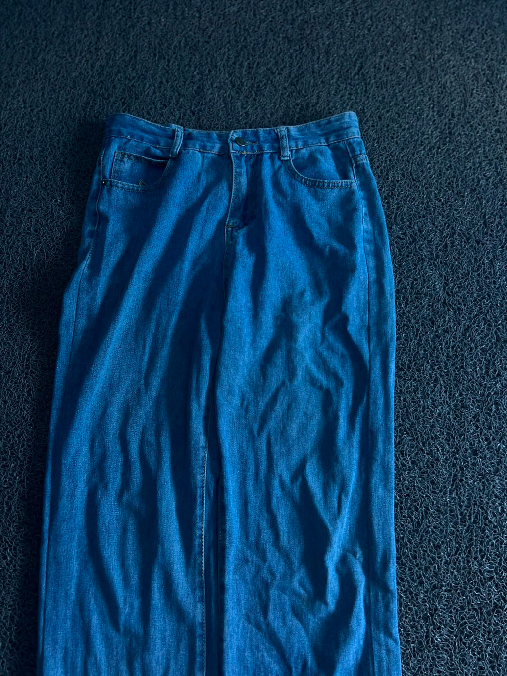 Vintage Blue Wide-Leg Denim Jeans | High-Waist Relaxed Fit | Thrifted