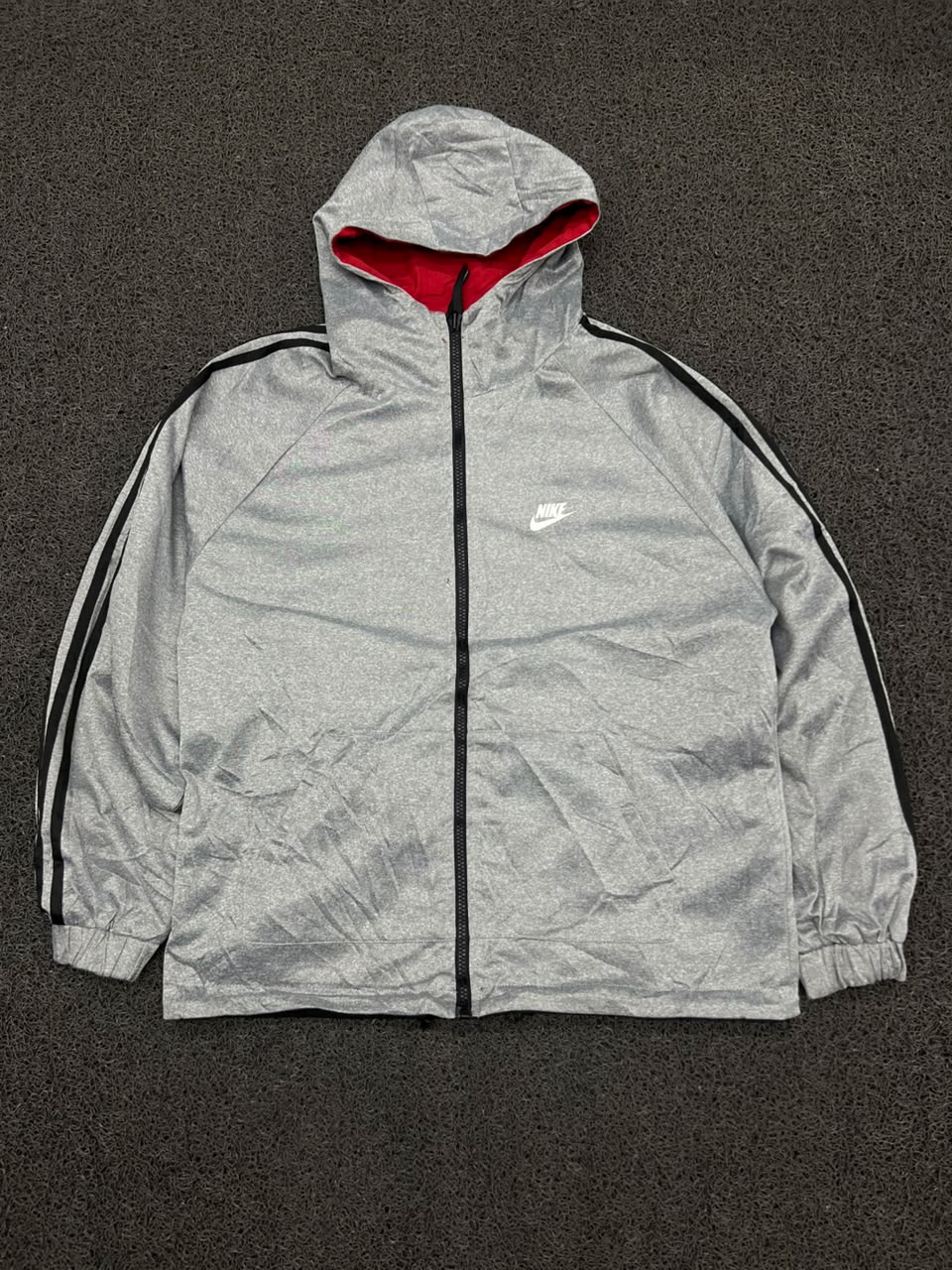 Nike Reversible Hooded Windbreaker Jacket – Red/Black & Grey Double-Sided Full Zip Jacket