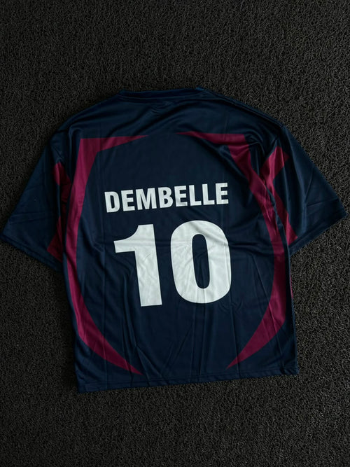 PSG Dembélé #10 Home Football Jersey – Navy/Maroon Fan Edition