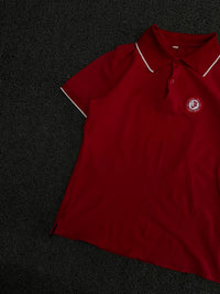 Vintage Red Polo T-Shirt with White Piping Detail & Embroidered Logo