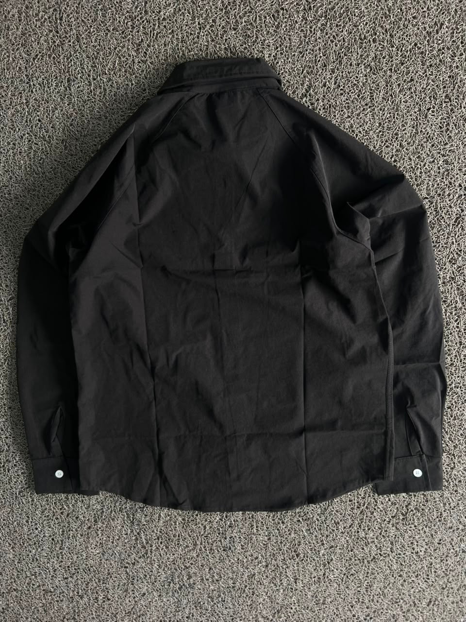 Essentials Embroidery Black Utility Shirt – Button-Up Lightweight Casual Outerwear