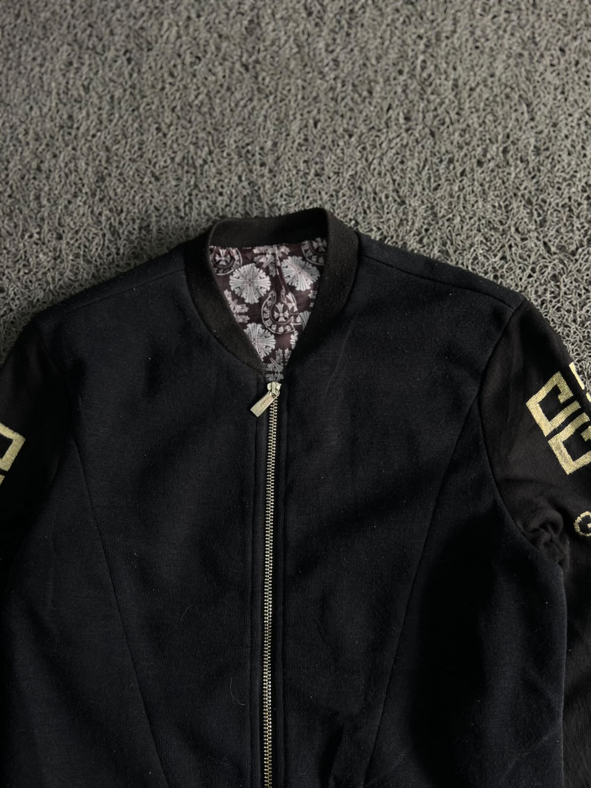Vintage Black Zip-Up Knit Bomber Jacket