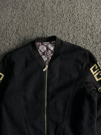 Vintage Black Zip-Up Knit Bomber Jacket