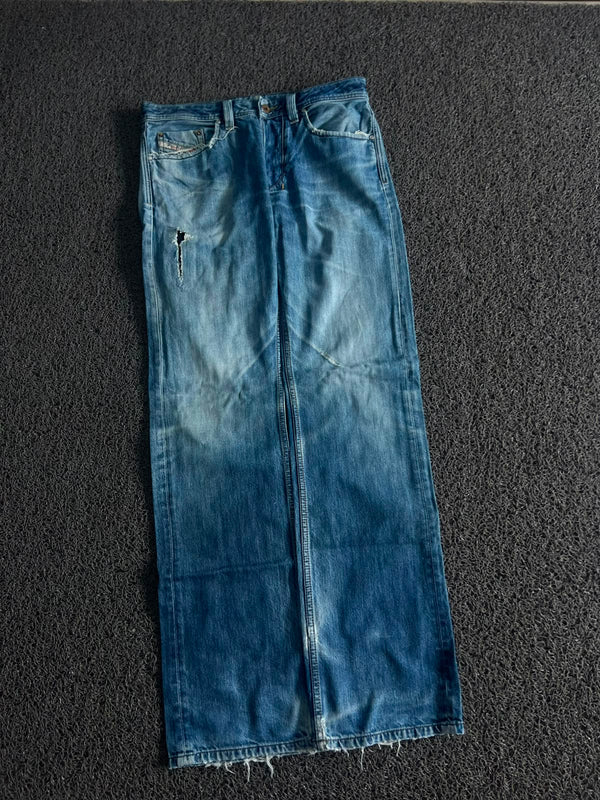 Diesel Distressed Blue Wide Leg Denim Jeans ⚠️ Small Damage