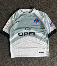 Nike Paris Saint-Germain 2003–04 Away Jersey – Ronaldinho #21 | White/Grey | Five Sleeve Football Jersey