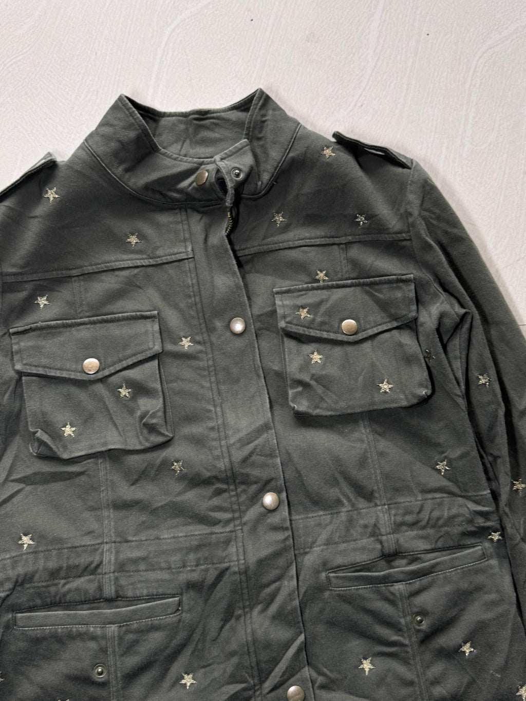 Star Embroidered Multi-Pocket Utility Jacket