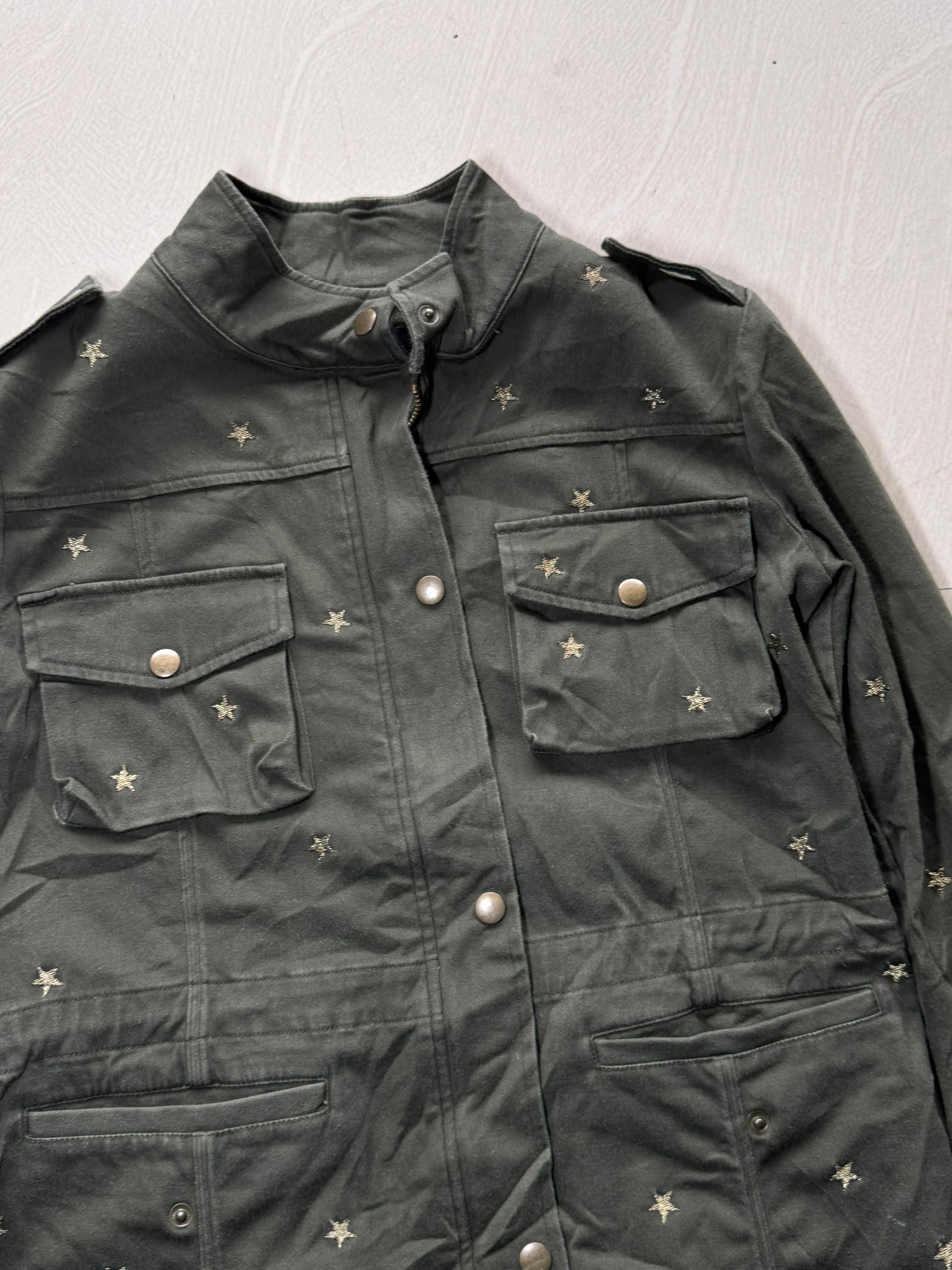 Star Embroidered Multi-Pocket Utility Jacket