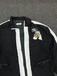 Men's Black & White Cartoon Graphic Windbreaker Jacket – Lightweight Zip-Up Streetwear⚠️ No Zip