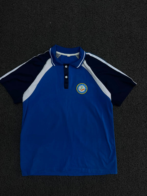 Vintage Blue Contrast Collar Polo T-Shirt