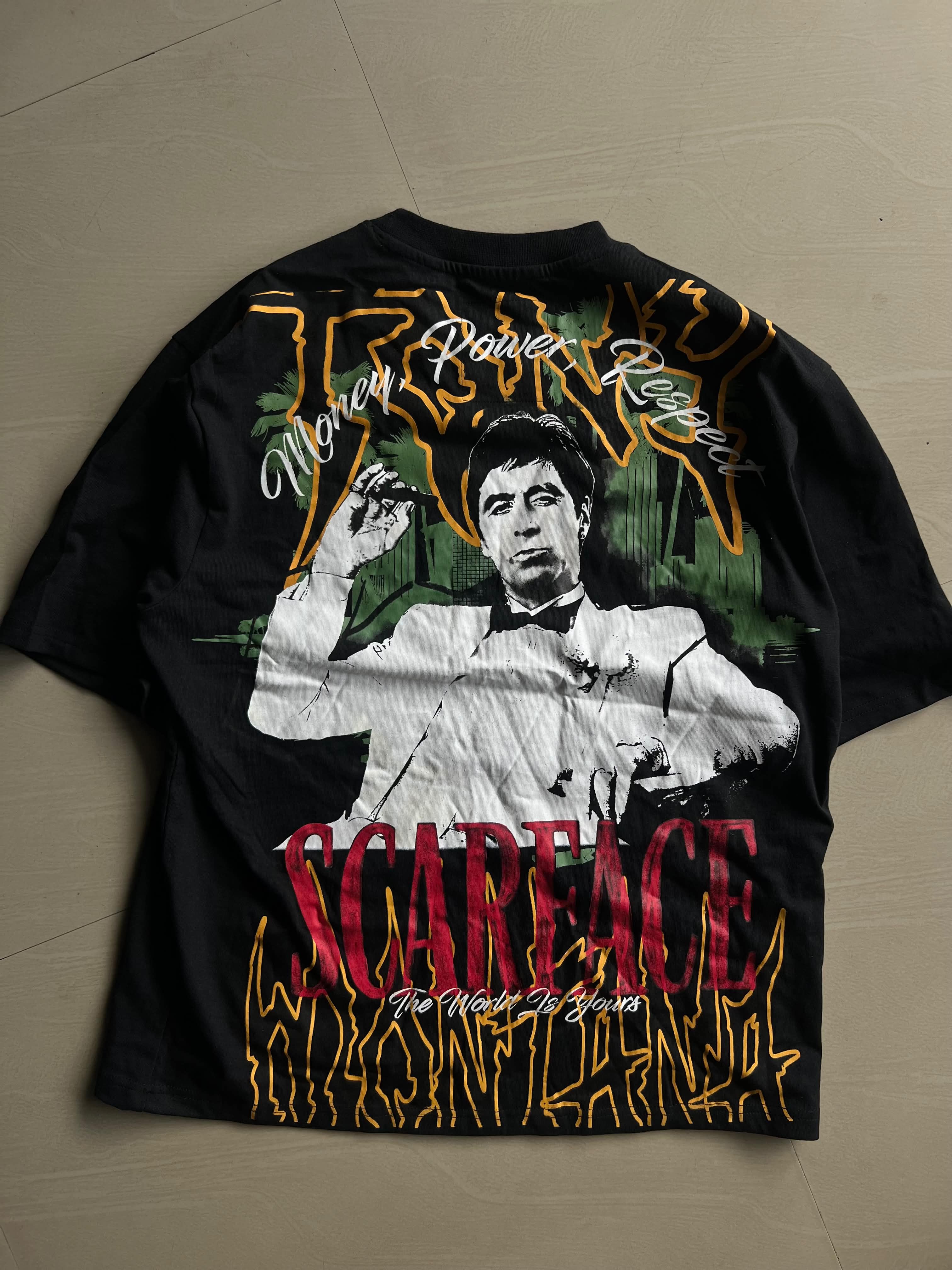 Vintage Scarface Tony Montana Graphic Oversized Black T-Shirt