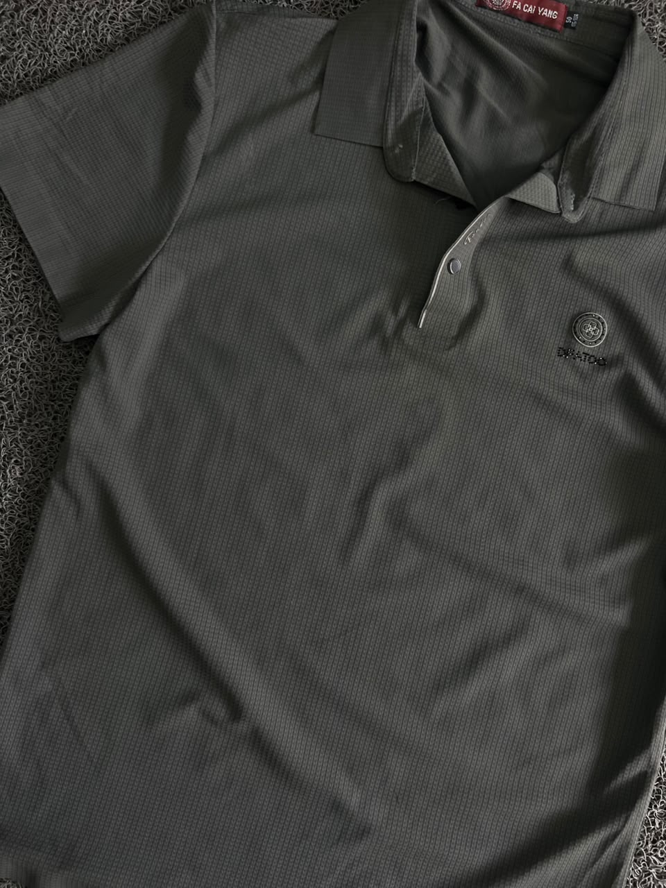 Textured Polo T-Shirt with Button Placket