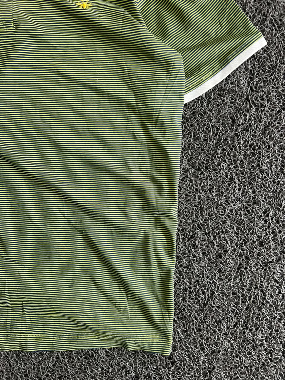Men’s Green & White Striped Contrast Collar Polo T-Shirt