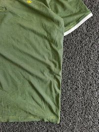 Men’s Green & White Striped Contrast Collar Polo T-Shirt