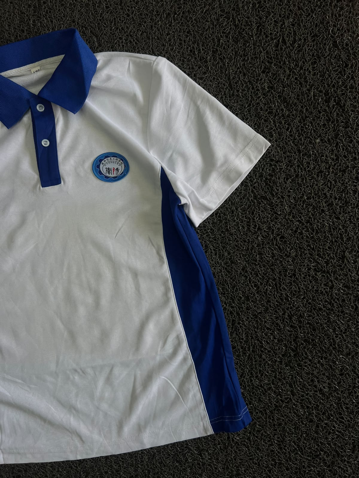 White & Blue Contrast Collar Polo T-Shirt