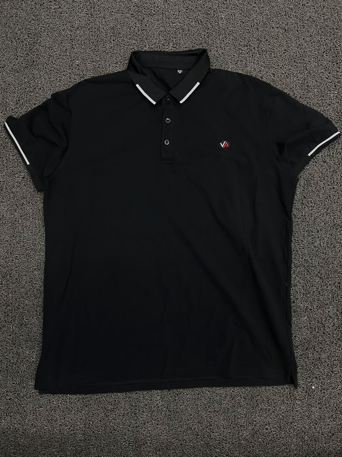 Black Contrast Trim Polo T-Shirt with Logo