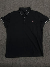 Black Contrast Trim Polo T-Shirt with Logo