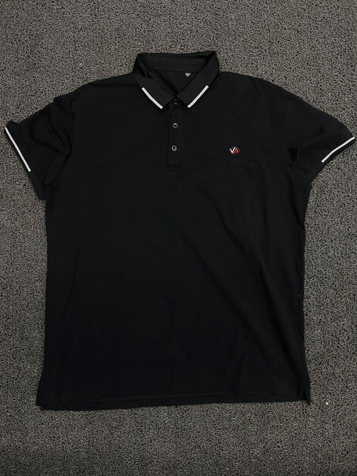 Black Contrast Trim Polo T-Shirt with Logo