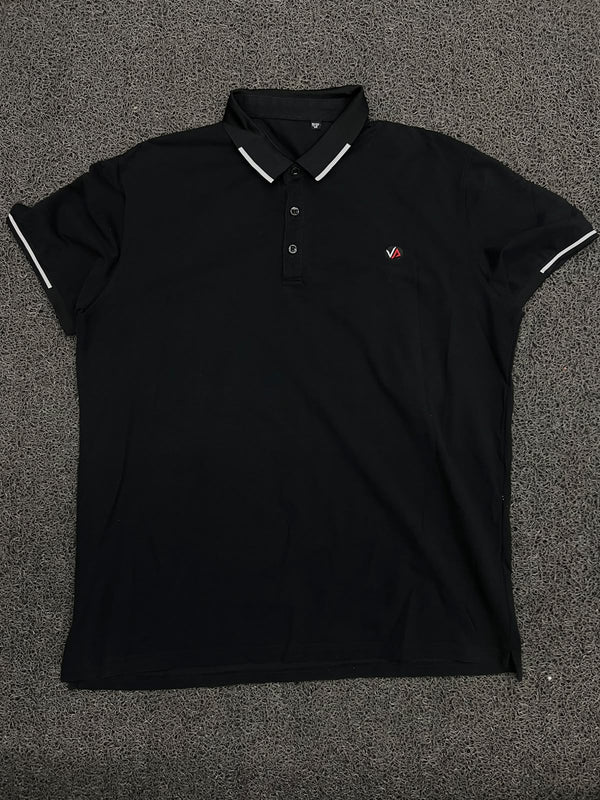 Black Contrast Trim Polo T-Shirt with Logo