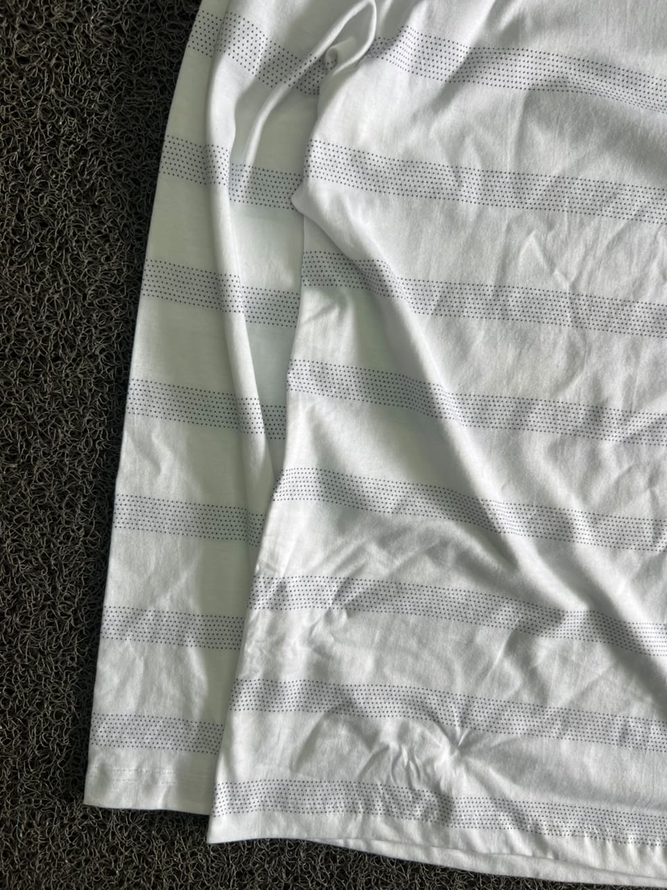 White Long-Sleeve Striped Crew Neck T-Shirt