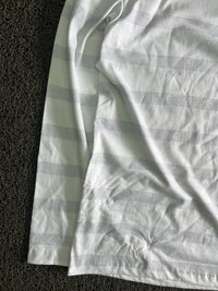 White Long-Sleeve Striped Crew Neck T-Shirt