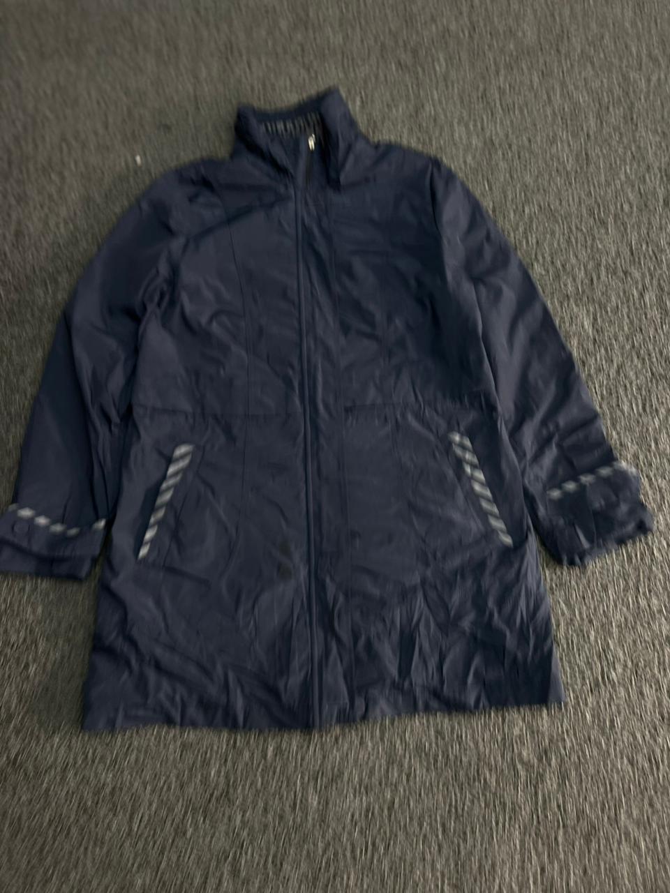 Navy Blue Lightweight Zip-Up Jacket with Reflective Detail Stripes