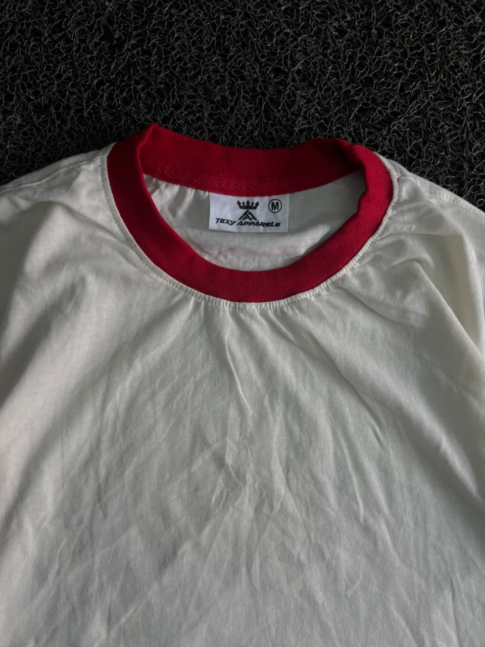 White & Red Contrast Trim Crew Neck T-Shirt