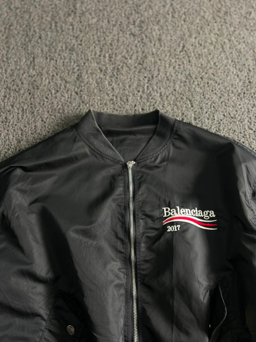 Balenciaga 2017 Logo Black Bomber Jacket – Zip-Up