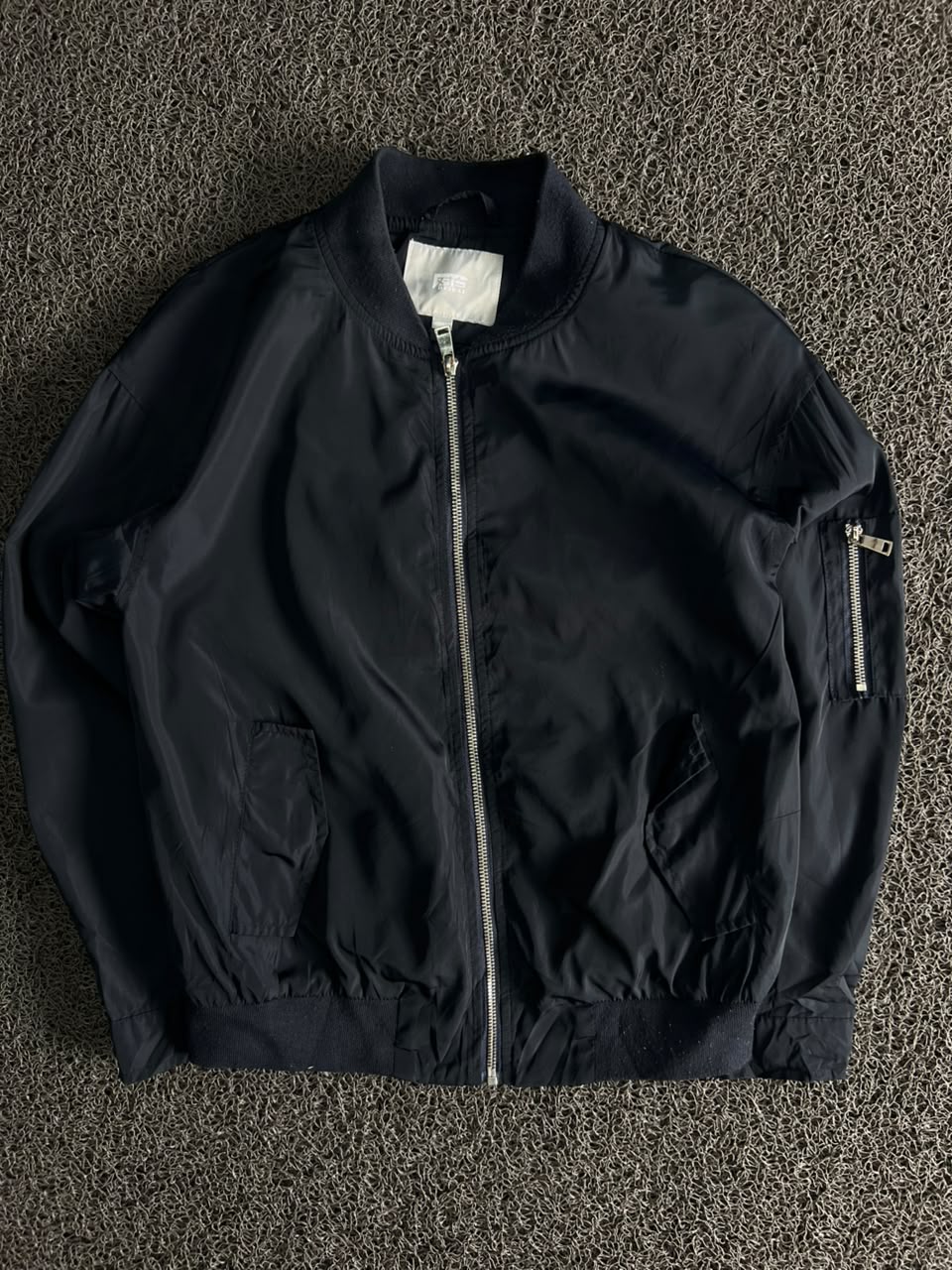 Vintage Black MA-1 Bomber Jacket – Full Zip Utility Style