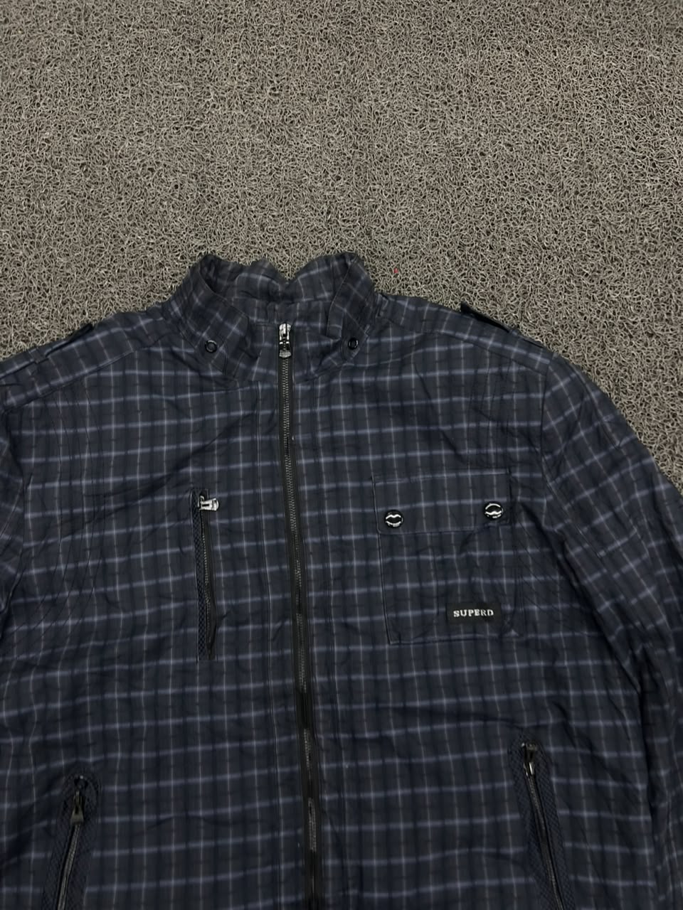 Super D Check Zip-Up Bomber Jacket