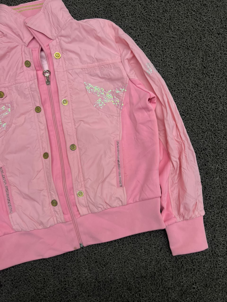 Girls Pink Casual Jacket – Full Zip & Snap Button Design