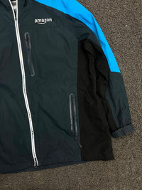 Amazon Black & Blue Hooded Outdoor Jacket ⚠️ Zip Damage