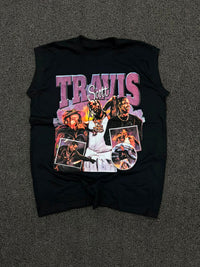 Travis Scott Graphic Sleeveless T-Shirt – Black Vintage Concert Style Tee