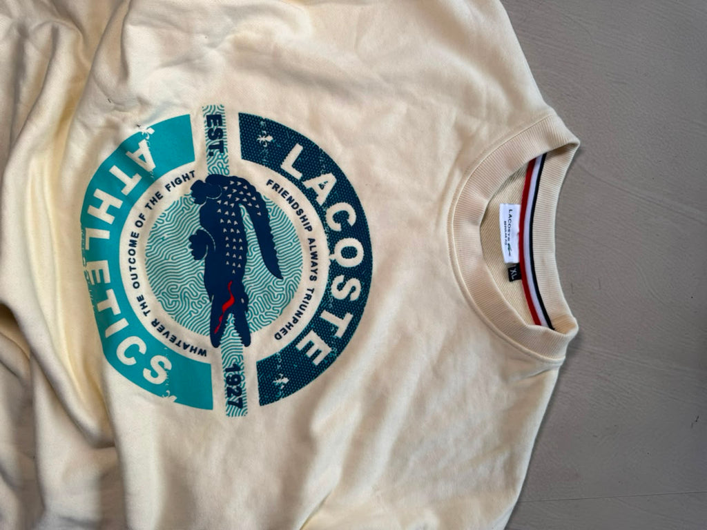 Lacoste Athletics Crocodile Graphic T-Shirt – Off White Premium Cotton Tee
