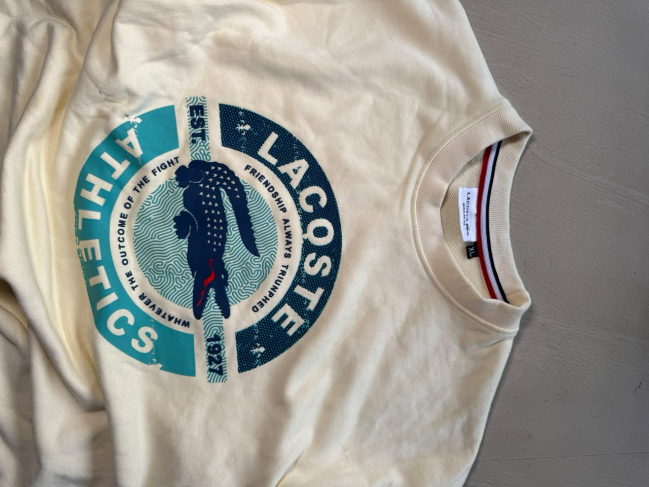Lacoste Athletics Crocodile Graphic T-Shirt – Off White Premium Cotton Tee