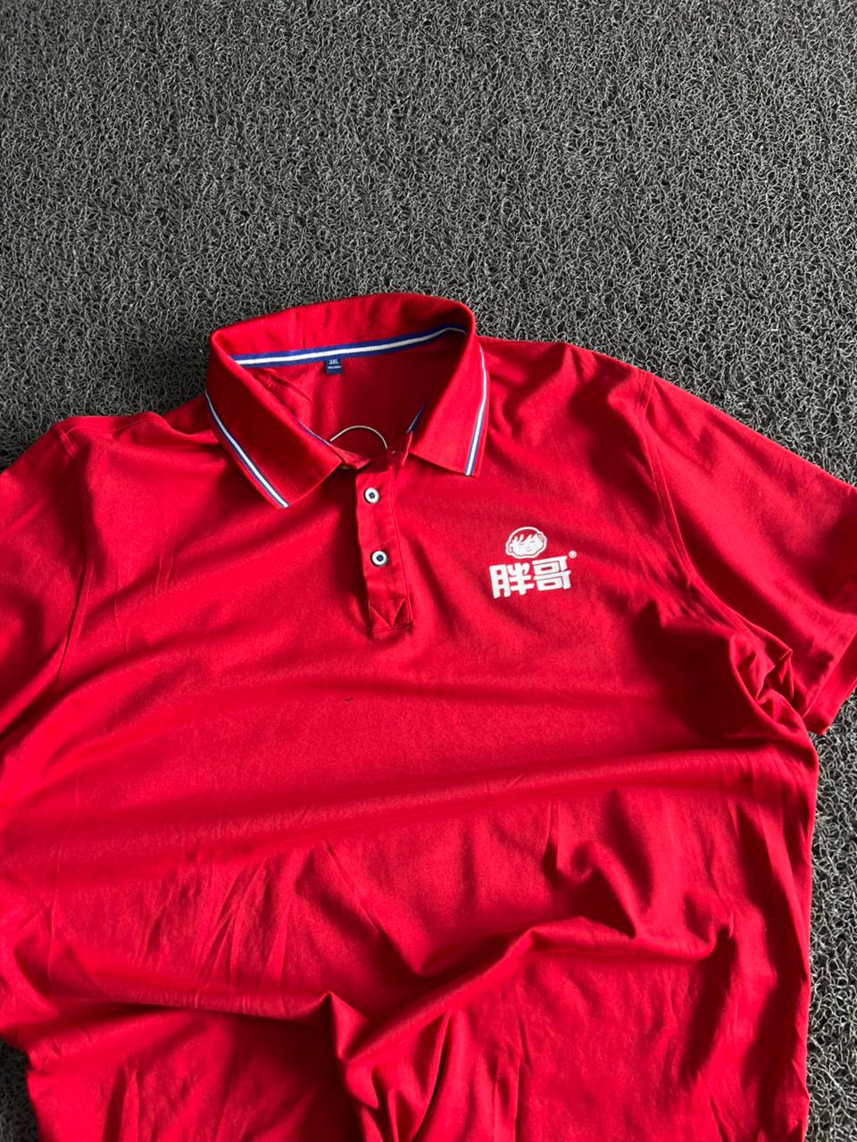 Vintage Red Embroidered Logo Polo T-Shirt