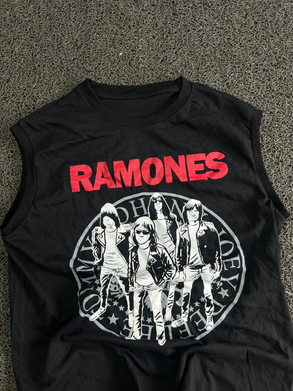 Ramones Classic Band Print Sleeveless Black Tank Top