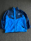 Blue & Navy Colorblock Hooded Windbreaker Jacket