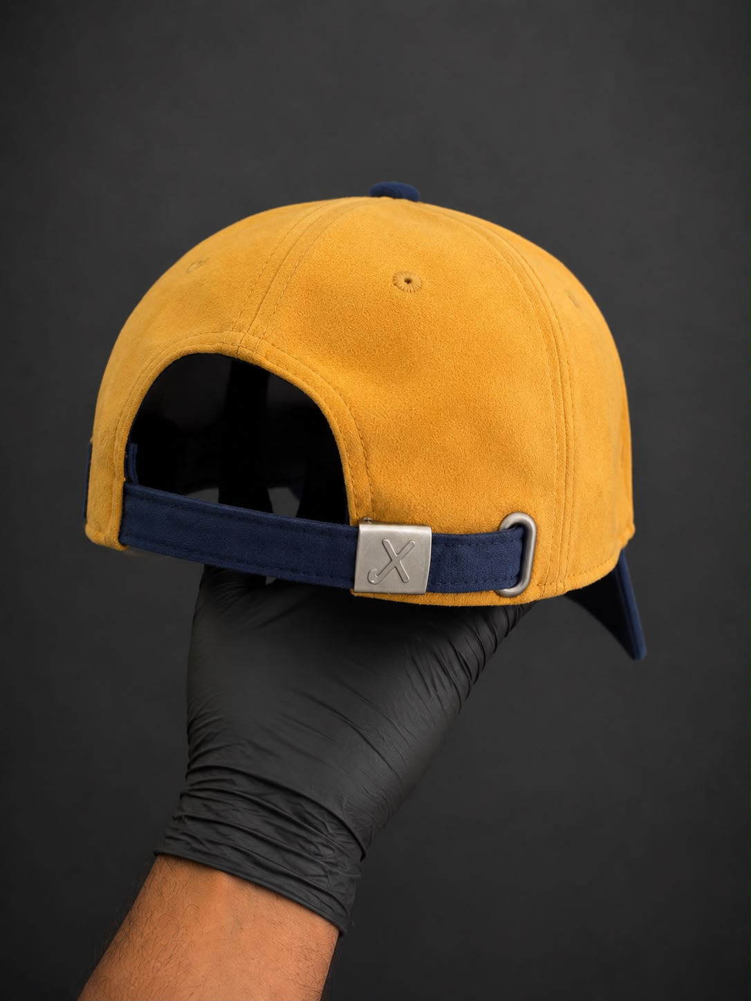 Mustard Yellow & Navy Blue Embroidered Baseball Cap