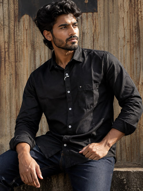 Classic Black Long Sleeve Button-Up Shirt